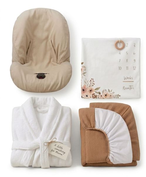 Baby Shower Gift Basket - Car Seat Cover &amp;Baby Essentials