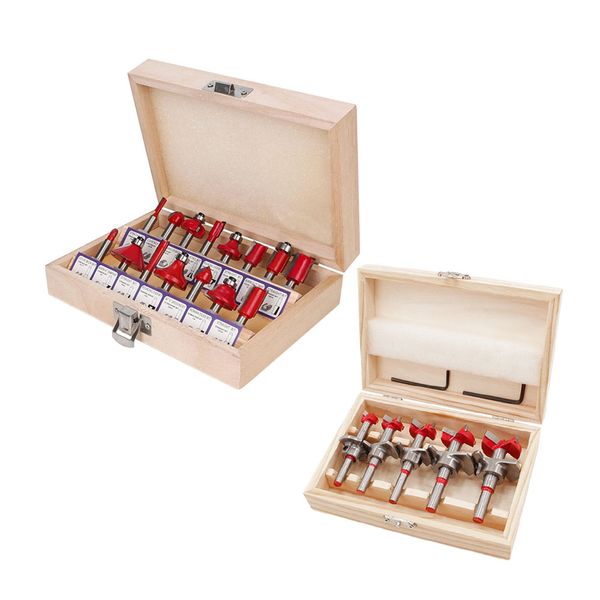 1/4'' Shank Grooving Router Bit Set and 5Pcs Adjustable Positioning Drill