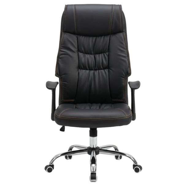 Executive Office Chair Padded Leather Swivel Adjustable - Black