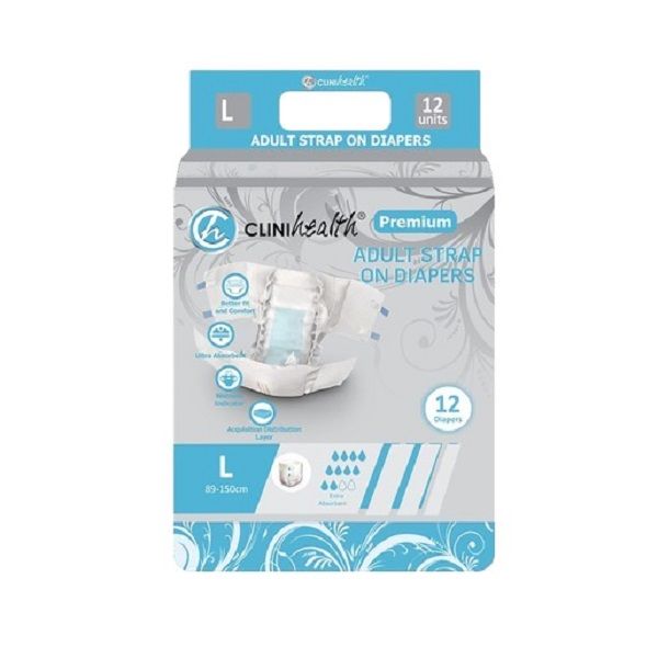 Clinihealth - Premium Strap On Adult Diapers (14 Per Pack) - M