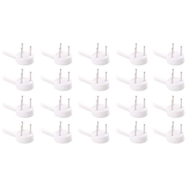 20 PCS Plastic Heavy Wall Picture Frame Hooks Hangers 3-Pin Small White
