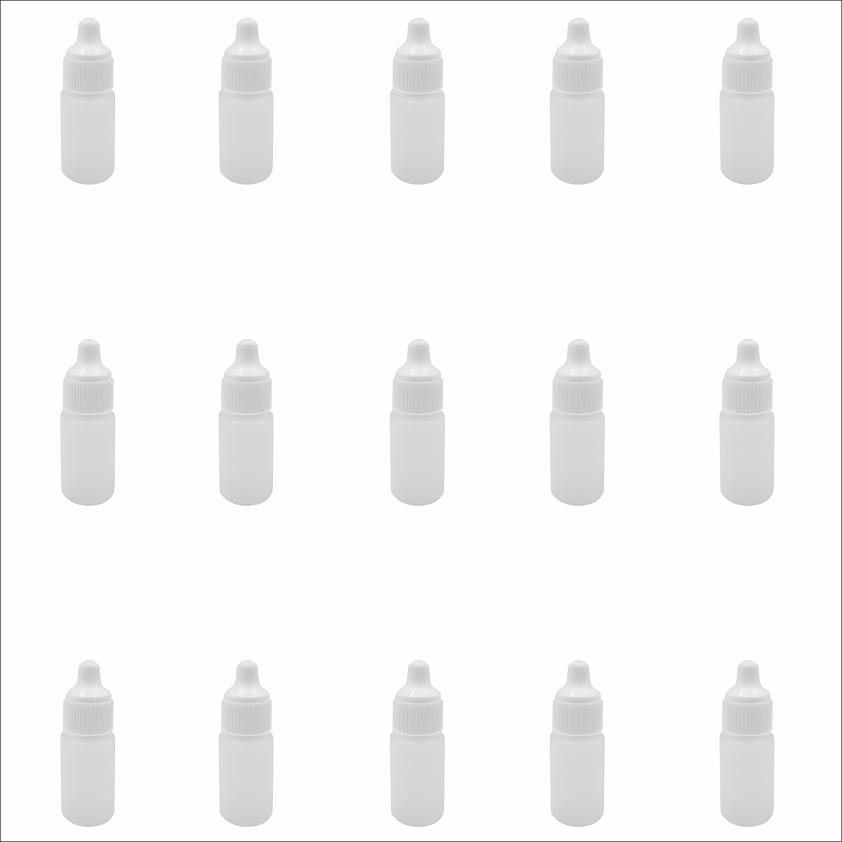 15 Pack - 10ml Natural HDPE Dropper Bottles with Dome Caps & Inserts