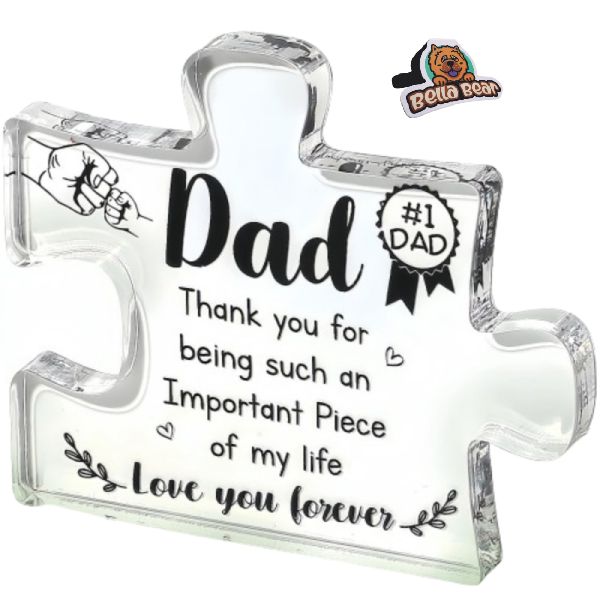 Father's Day Best DAD Acrylic Puzzle Ornament with Bellabear Bookmark