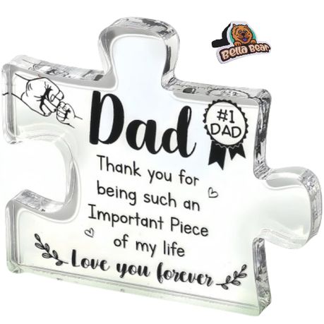 Father's Day Best DAD Acrylic Puzzle Ornament with Bellabear Bookmark Image