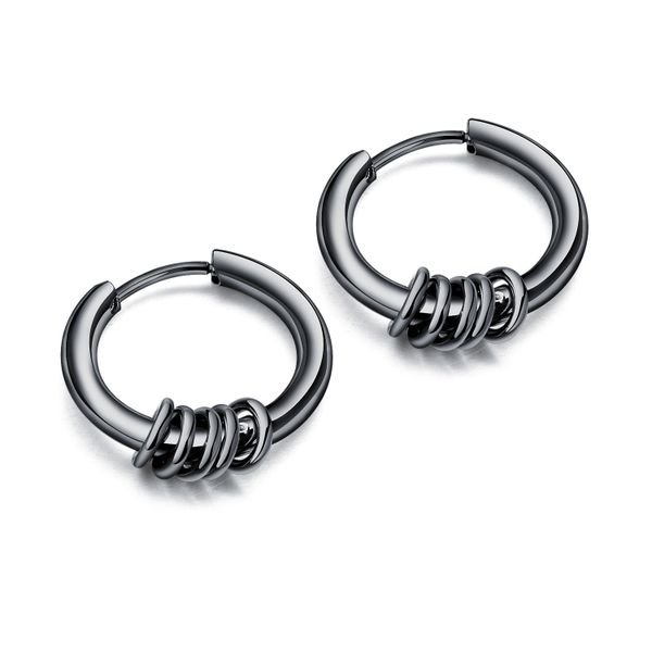 Black Male or Female Ø15 Gothic Charm Hoop Earring (ER-GE508-15-BK)