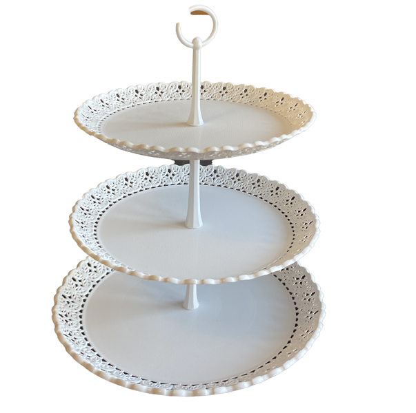 Plastic White 3 Tier Cupcake Stand