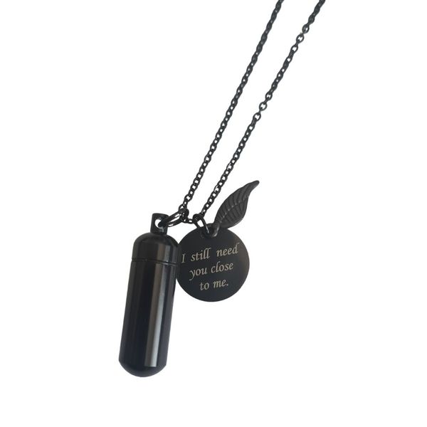 Tube Disc Wing Pendant and Chain Cremation Jewellery