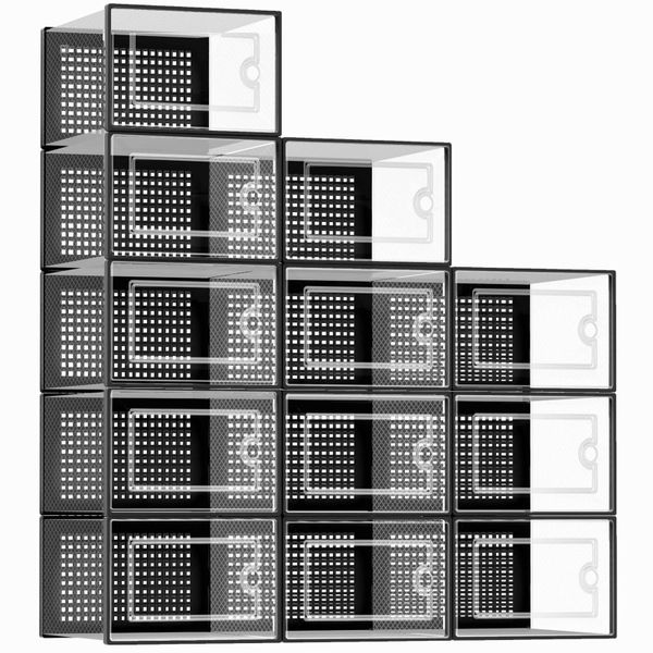 Large Shoe Storage Boxes Organizers Clear Stackable Sneaker Toy Containers