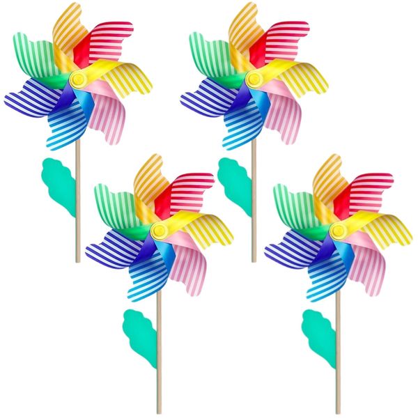 Garden Bright Decorative Bird Repelling Patterned Windmill Set of 4 (12cm)