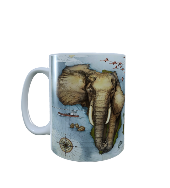 Africa - Elephant Flag - Aesthetic - Coffee Mug