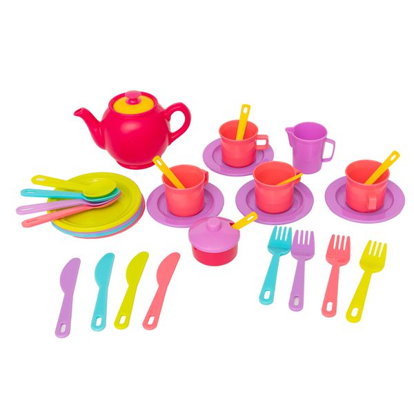 Pretend Play Kids Pink Tea &amp; Dinner Party Play Set - 34 Pieces In a box