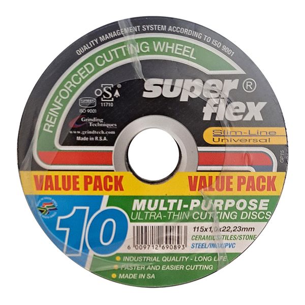 Superflex Industrial Multi-Purpose Cutting Disk Type 41 - 115X1 - 10Pack