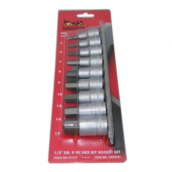 TengTools - 1/2inch Drive Hex Bit Socket Set, 9 Piece - M1212