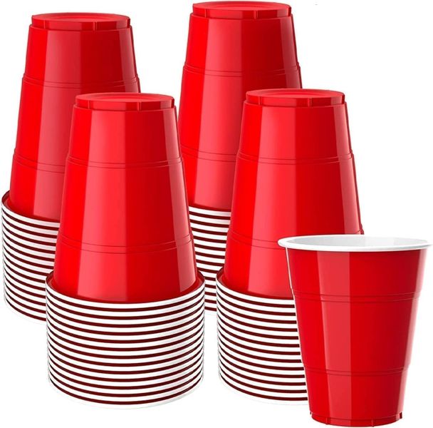 50 Pack Disposable 16oz Red Plastic Cups Party Cups