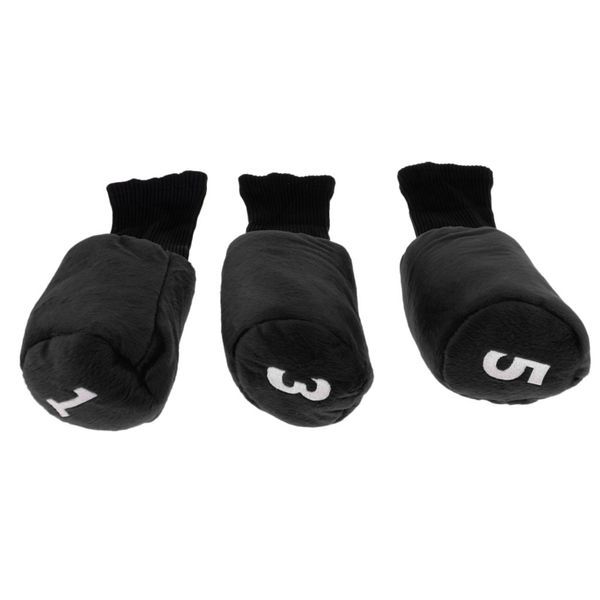 3pcs Long Neck Golf Club Head Cover Wood Headcover for Women Black