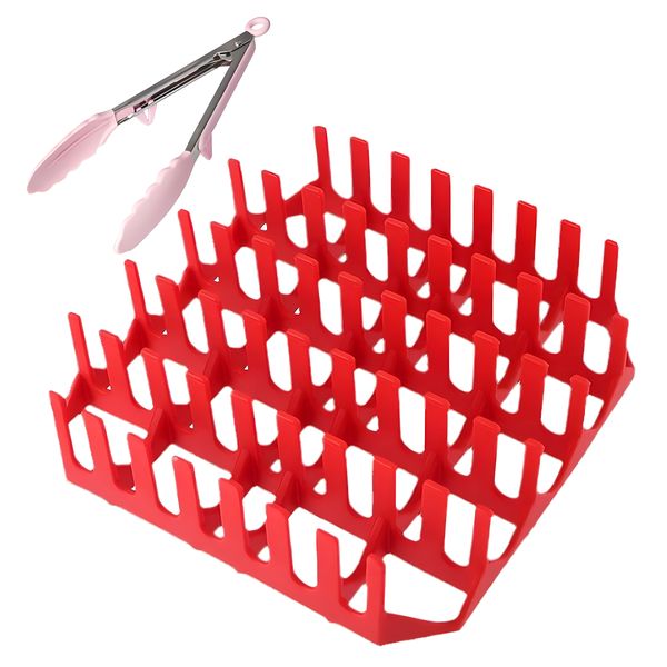 Cooking Rack Stand Food Tongs Set, Silicone Frying Pan Rack, for Air Fryer