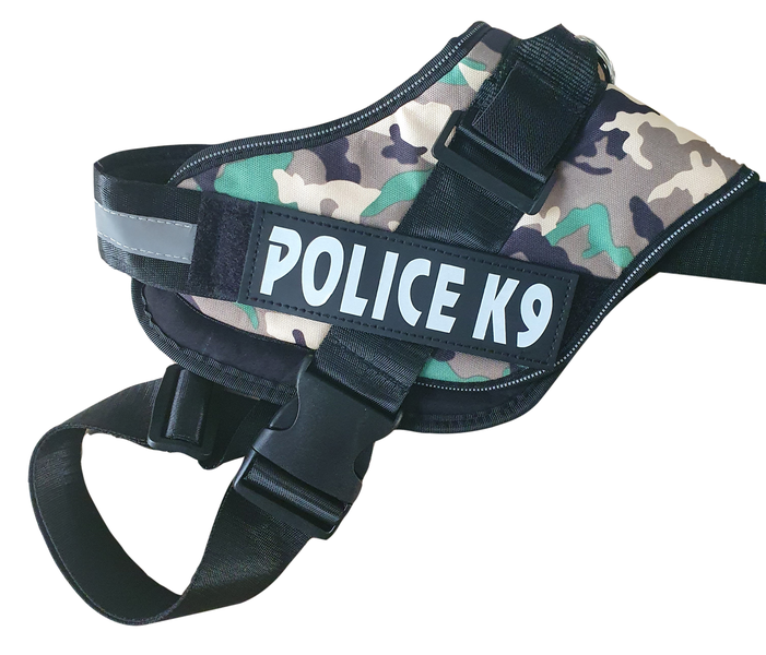 Police K9 Dog Camo Adjustable Vest/Harness - Medium Breed