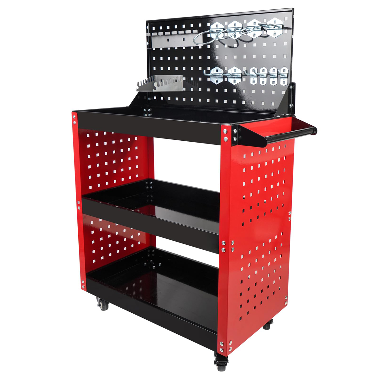 3 Tray Mobile Tool Trolley Heavy-Duty 3-Tier Tool Cart Storage Organizer