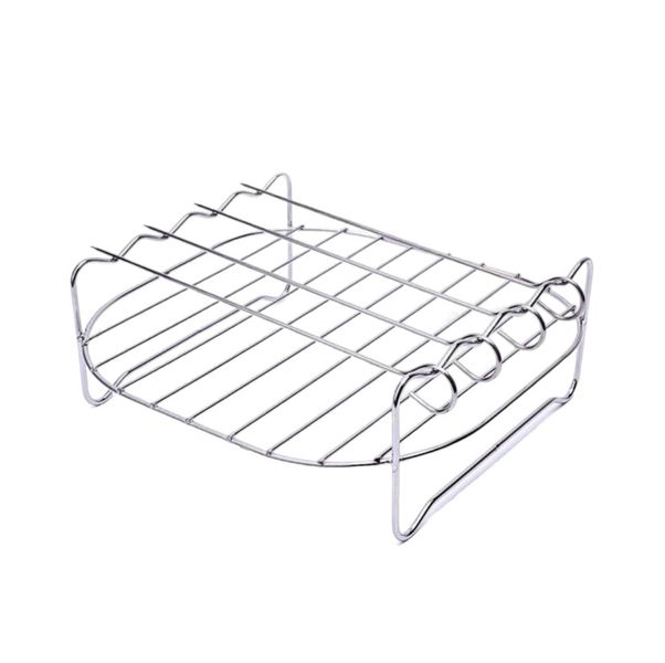 Stainless Steel Airfyer Rack With 4 Roast Meat Skewers