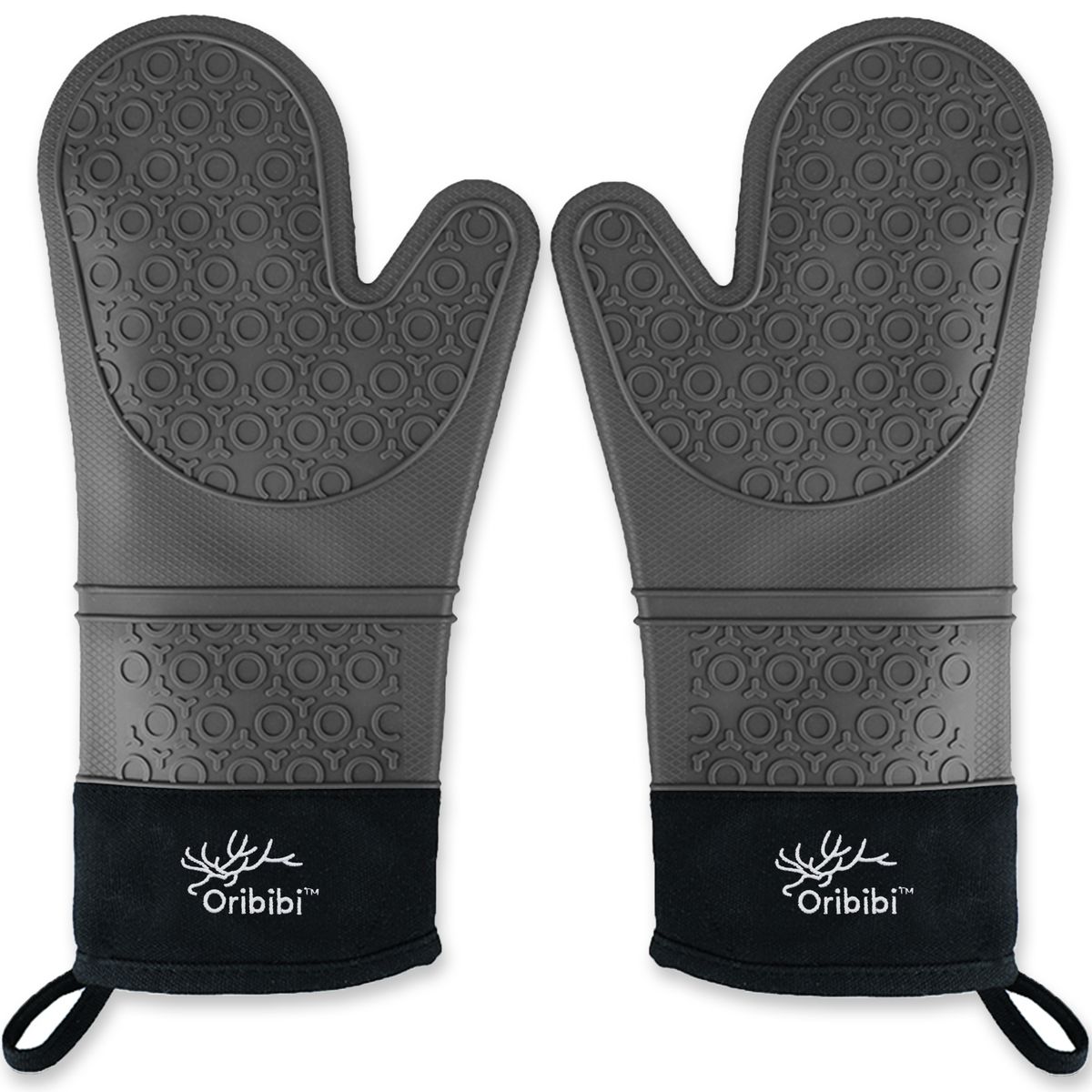 Oribibi – Oven Mitts / Mittens / Kitchen Gloves - Heat Resistant (Grey ...