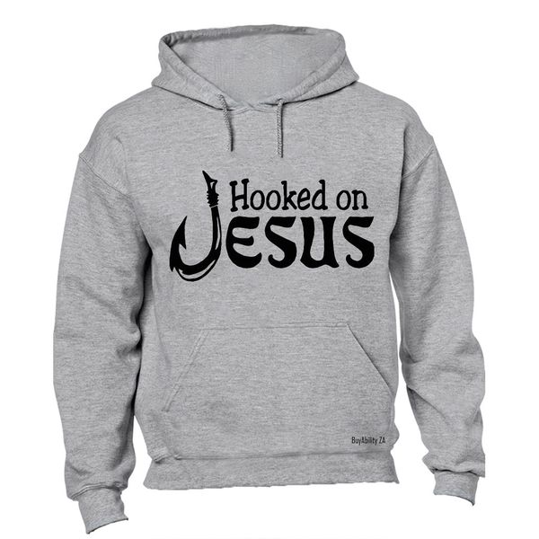 Hooked on Jesus Mens Hoodie - Black