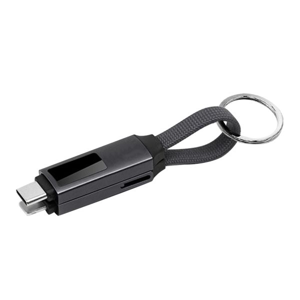 100W Keychain USB Type-C Fast Charging Data Cable Gray
