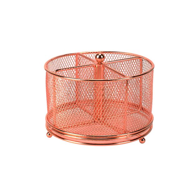 Rose Gold 4-Compartment Rotating Pen Holder