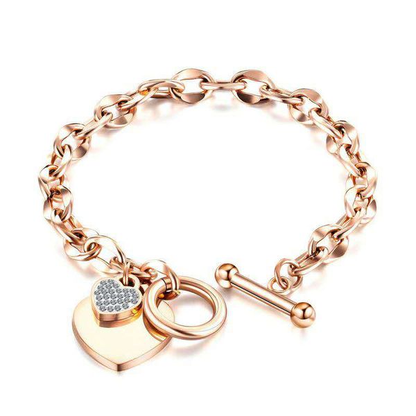 Girls Stainless Steel Heart Charm Bracelet Gift Jewelry with box Silver