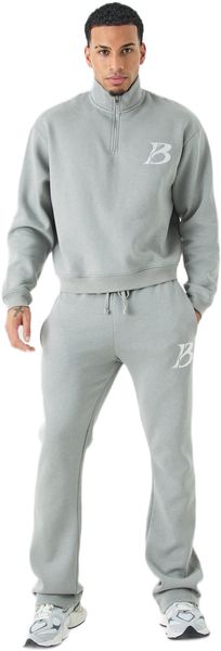 boohooMAN - Men's Boxy B Quarter Zip Stacked Tracksuit - Charcoal
