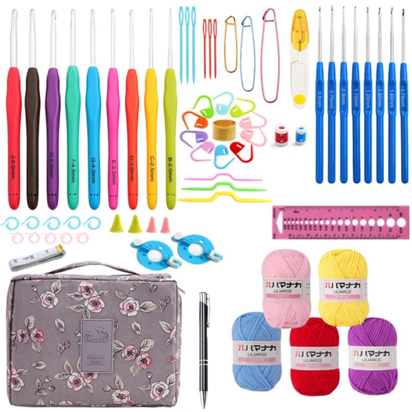 Crochet Hook &amp; Knitting Needle Kit with Storage Bag &amp; Added Pen