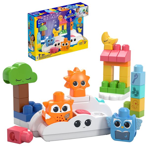 Mega Bloks Rise &amp; Snooze Night Light Sensory Block Toy - 30 Pieces