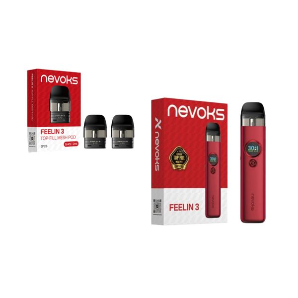 Nevoks Feelin 3 Pod System MMF Combo Kit (Pods &amp; Device) - Crimson Red