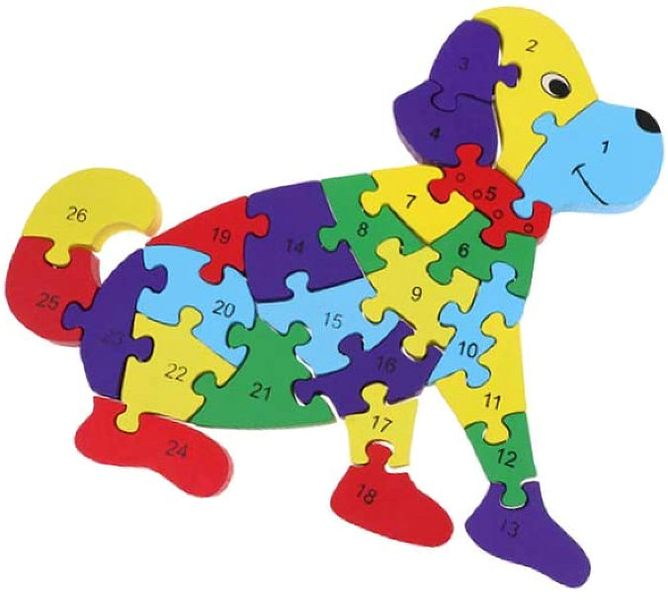 Dog Shaped Colourful Wooden Puzzle 26 Piece