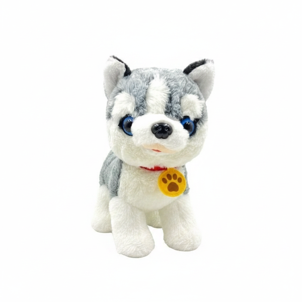 Interactive Electric Plush Husky Toy - 30 cm, Walking and Barking