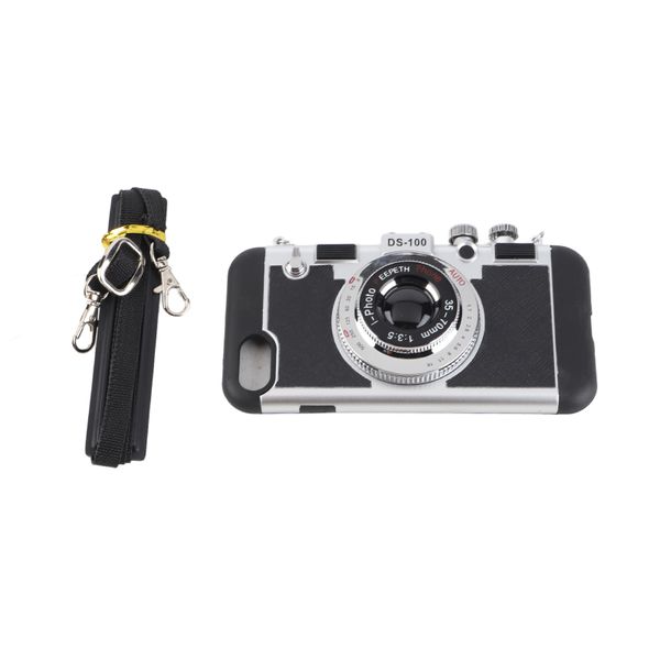 Vintage 3D Camera Design Silicone Case with Long Strap for IOS 7/8