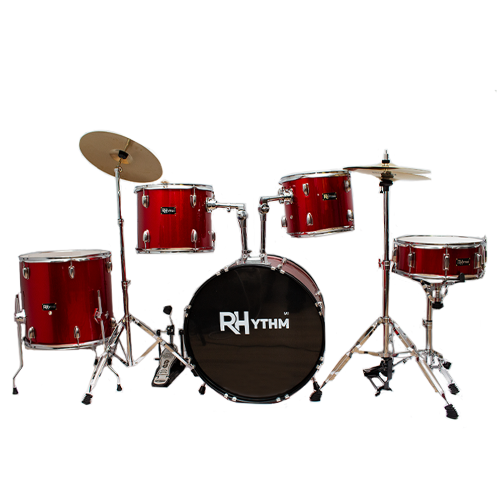 Rhythym MI 5PC Drum Set With Cymbals and Throne RED [JW22165PVC-16 RD]
