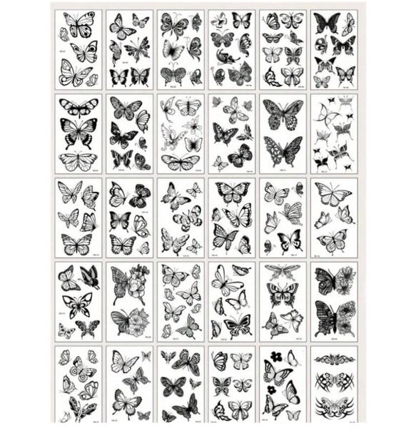 35 Sheets - Mystic Butterfly Temporary Tattoo - Black