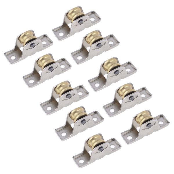 10pcs 1 6cm Dia Single Roller Window Pane Pulley Doors Wheel Silver + Gold