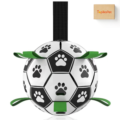 TopikaPet-Interactive Dog PU Soccer Ball Toy with Straps, Indoor & Outdoor Image