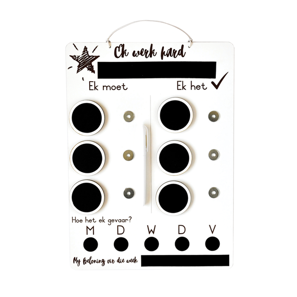 Magnetic Reward / Responsibility Chart - Afrikaans