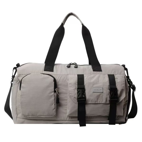 Lightweight Grey Travel Duffel Bag with Multiple Pockets