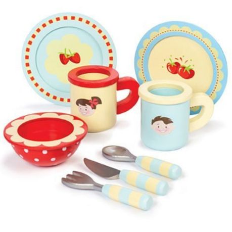 wooden toy dinner set