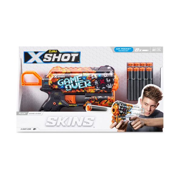 X-Shot Skins Flux Dart Blaster (8 Darts) by ZURU- Assorted