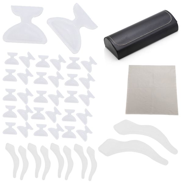 Eyeglass Case Cloth Set with 15Pairs Glasses Nose Pads and 5Pairs Ear Clip