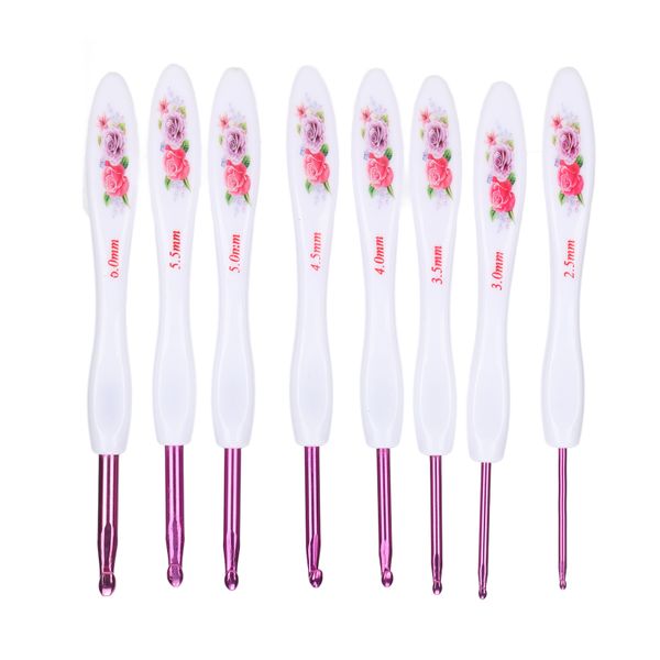 Curved Crochet Hooks Set, Soft Grip Pink Handle Knitting Tools