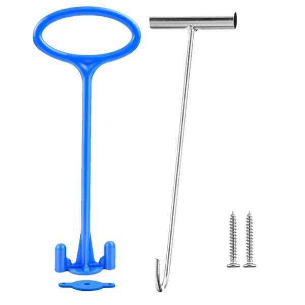Garden Pool Cleaning Skimmer Basket Handle and Iron Hook 2 Piece