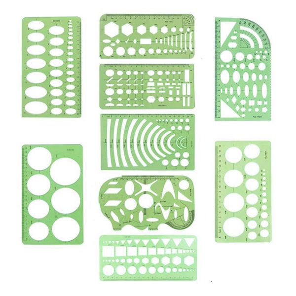 9-Piece Set of Green Hollow Painting Template