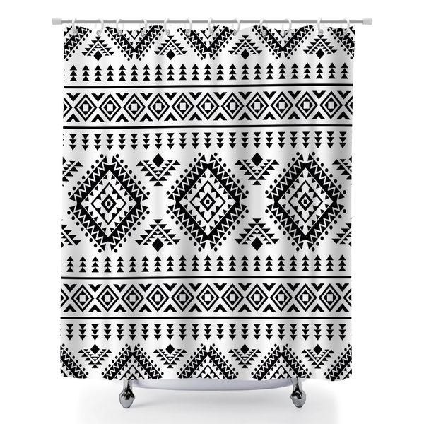 Waterproof Fabric Bath Curtain, Fair Isle Design Bathroom Accessories
