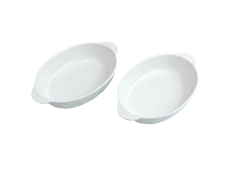 Premium Oval Porcelain Baking &amp; Roasting Dish Set - 2 Piece