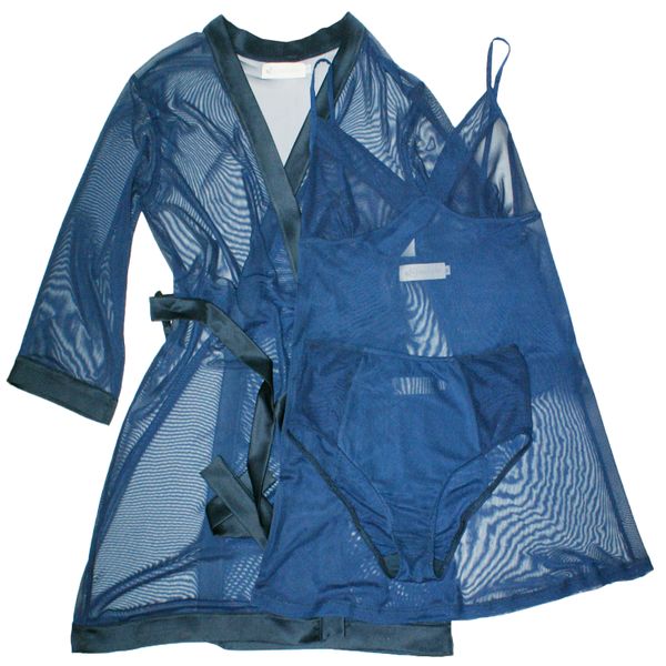 Nucleus Luxe Cover-up Gown, Babydoll Camisole and Pantie set in Navy